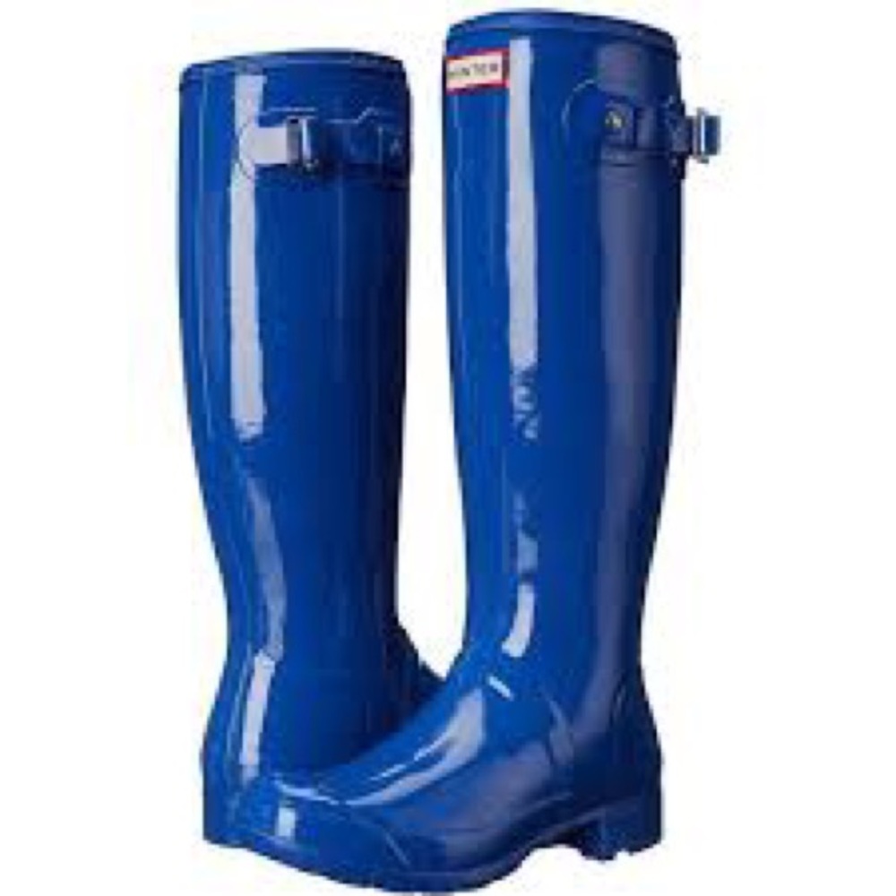 Hunter Tour Tall Gloss Azure Blue Boots